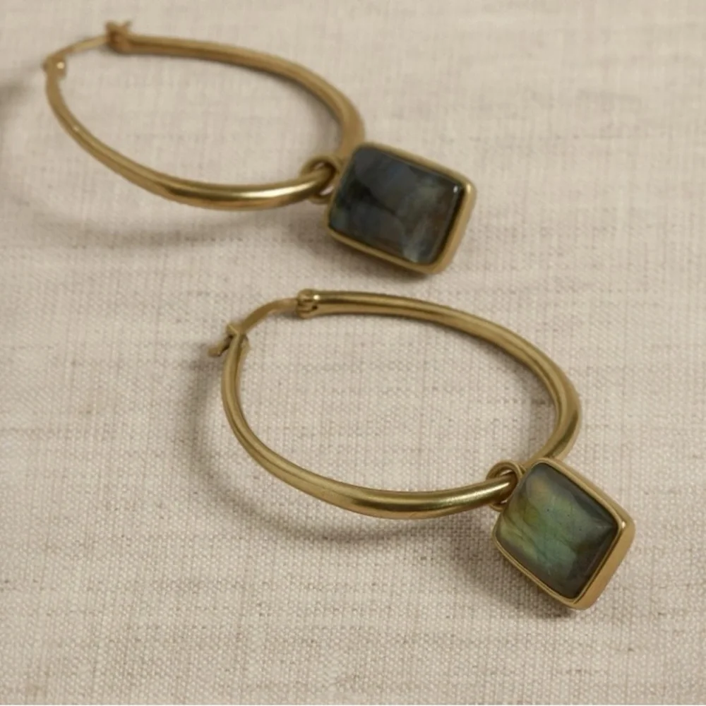 NWT BANANA REPUBLIC CHARM TEAR DROP HOOP EARRINGS